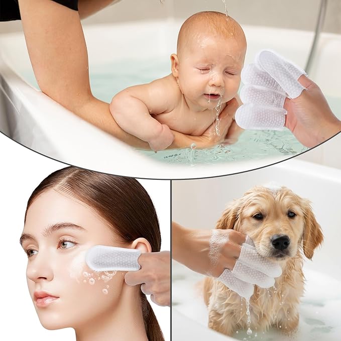 200 Pcs Cotton Finger Cots Dog Ear Wipes for Pet Ear Cleaning Cloth Finger Cots Fingers Covers Fingers Gloves Disposable for Nails Cleaning Dog Cat Teeth Cleanings Grooming Nail Trimming Precise Tasks