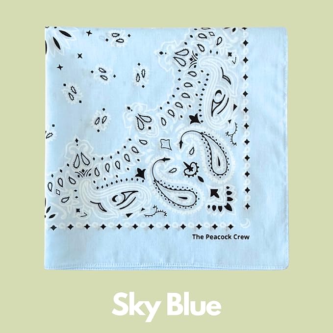 The Peacock Crew Premium Soft Cotton Bandanas Pack for Men and Women Paisley 22 x 22 inches