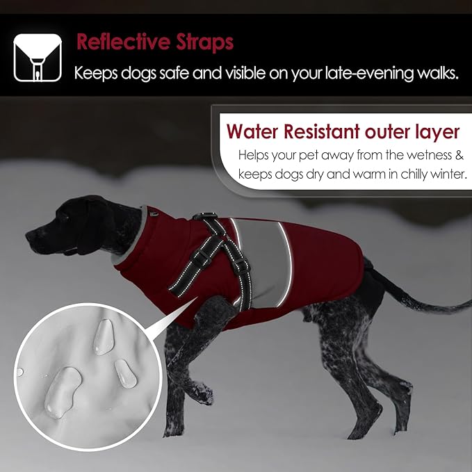 AOFITEE Dog Coats for Small Dogs, Dog Christmas Sweater, Dog Winter Coat with Harness Built in, Warm Dogs Jacket with Zipper, Waterproof Pet Jacket Snowsuit for Schnauzer, Chihuahua Yorkshire, S