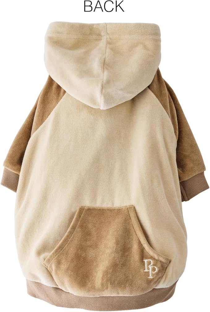 Pet Passion Cooper II Organic Cotton Velour Dog Hoodie Pet Coat for Small, Medium and Large Dogs, Coffee Color Block, XX-Small (4-7 lbs)