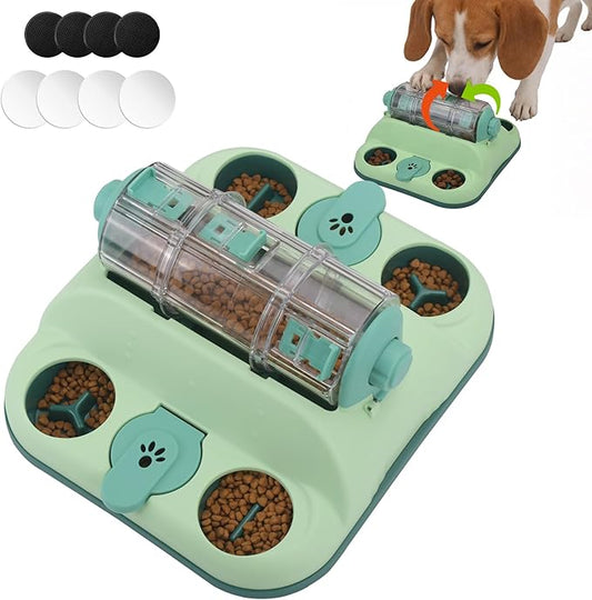 Dog Puzzle Toy, Paw-Activated Rolling Interactive Dog Treat Puzzle Toys, Fun Slow Feeder for IQ Training & Mental Stimulating, Treat Puzzles Feeding for All Breeds, 2 Levels of Challenge