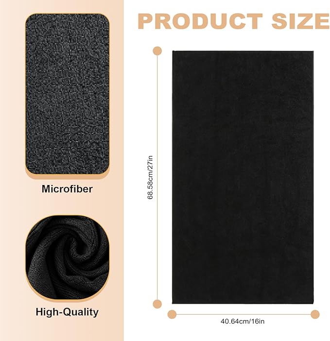 Puomue Black Salon Towels, Super Soft and Absorbent Microfiber Hair Towel for Salon, Bath, Spa, Pool and Home, 27 inch X 16 inch (Black - 12 Pack)