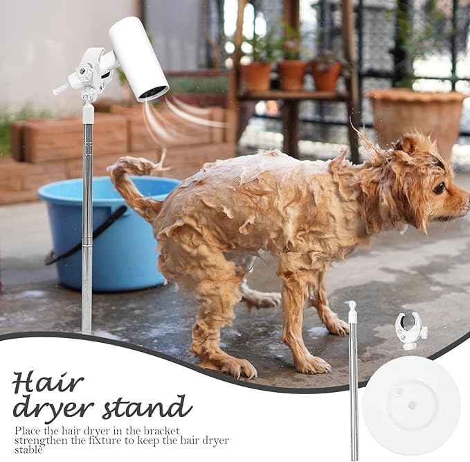 VILLCASE Hair Dryer Stand Hair Dryer Stand Holder Hands Free with Heavy Base for Pets 360 Degree Rotating Adjustable Height