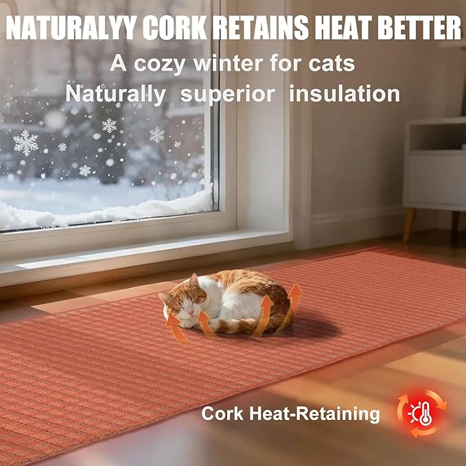 Natural Cork-Cat Scratch mat-Cat Scratch Pad Rug-cat Couch Protector-Scratch Furniture Protector for Post/Sofa/Floor-Wall Scratchers for Indoor-Carpets Scratching-Stretching- Kitty Gifts- 40 * 17IN