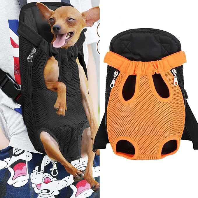 Pet Carrier Backpack, Adjustable Pet Cat Dog Carrier Backpack Travel Bag, Legs Out,Dog Carrier for Hiking Camping Travel, Sling Bag for Small Medium Dog Cat (Orange, X-Large (10-15LBS))