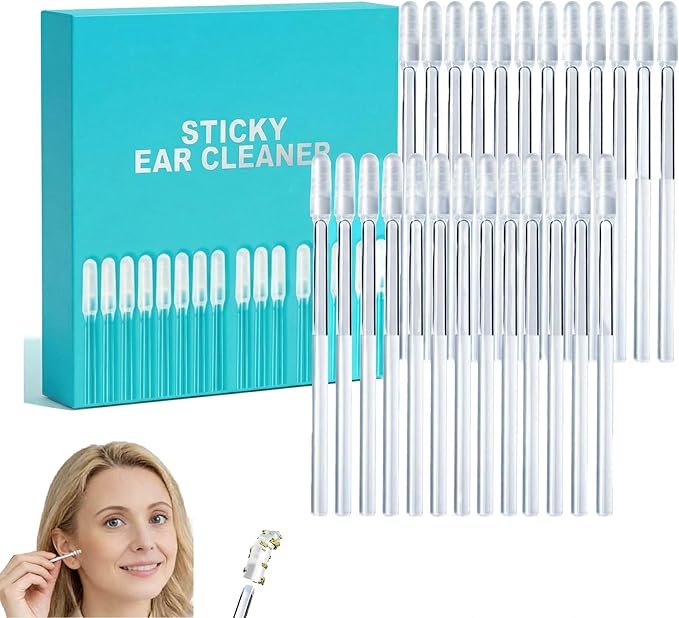 Sticky Cleaning Ear Stick, Gentle Reusable Soft Spiral Head Adhesive Ear Pick for Safe Ear Cleaning, with Gentle Removal Stick for All Ages (4mm-24 pcs)