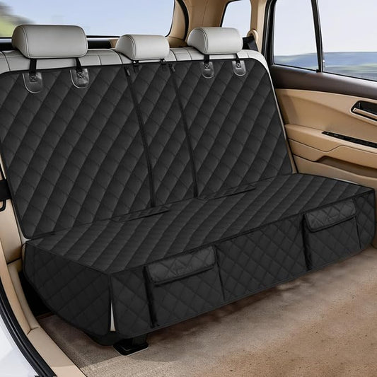 Bark Lover Dog Car Seat Cover for Back Seat,Armrest Compatible, Waterproof Backseat Protector, Nonslip Rear Seat Cover for Dogs & Kids, Universal Size Fits Cars Trucks SUVs(Black)