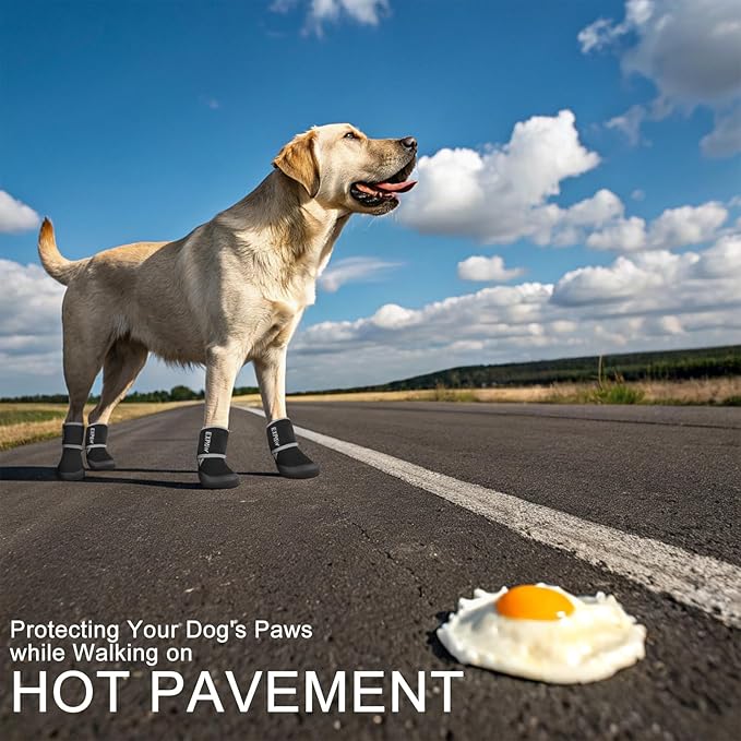 EXPAWLORER Waterproof Dog Shoes for Small Medium Large Dogs, Summer Dog Shoes for Hot Pavement, Hiking Walking, Reflective Dog Booties for Outdoor Snow Rain Days, Anti-Slip Dog Boots & Paw Protectors
