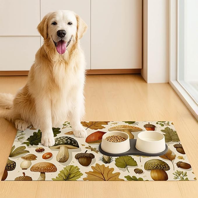 HOMETITUTE 24x16 inch Non Slip Dog Food Mat Pet Bowl Placemat for Food and Water Puppy Feeding Mat Small Dog Bowl Mats Cat Food Mat Easy Clean Feeding Mats for Small Pets