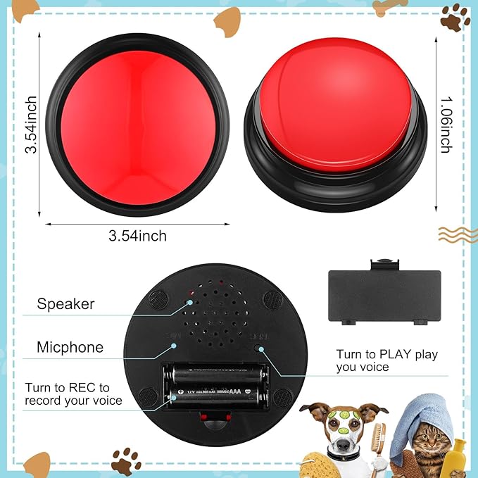 Sanwuta 12 Packs Dog Buttons for Communication, Voice Recording Button Talking Buttons for Dog Recordable Pet Training Buzzer, Dog Sound Buzzer, Pet Buttons Training Toy Game Buzzer Funny Gifts