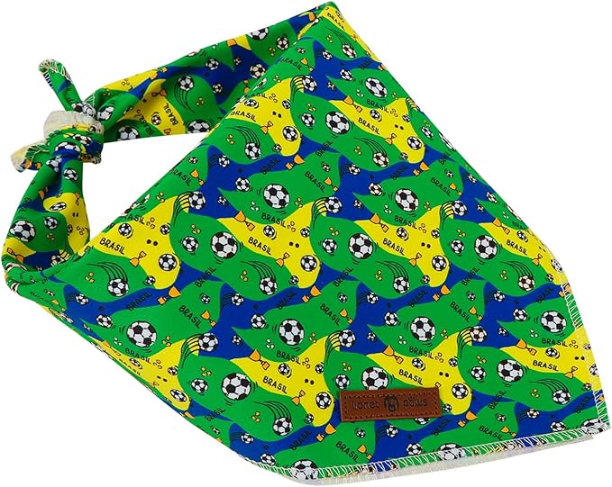 Lionet Paws Summer Football Dog Bandana Washable Cotton Handkerchief Scarf Triangle FIFA Club World Cup Bandana for Medium Large Dogs Girl Boy