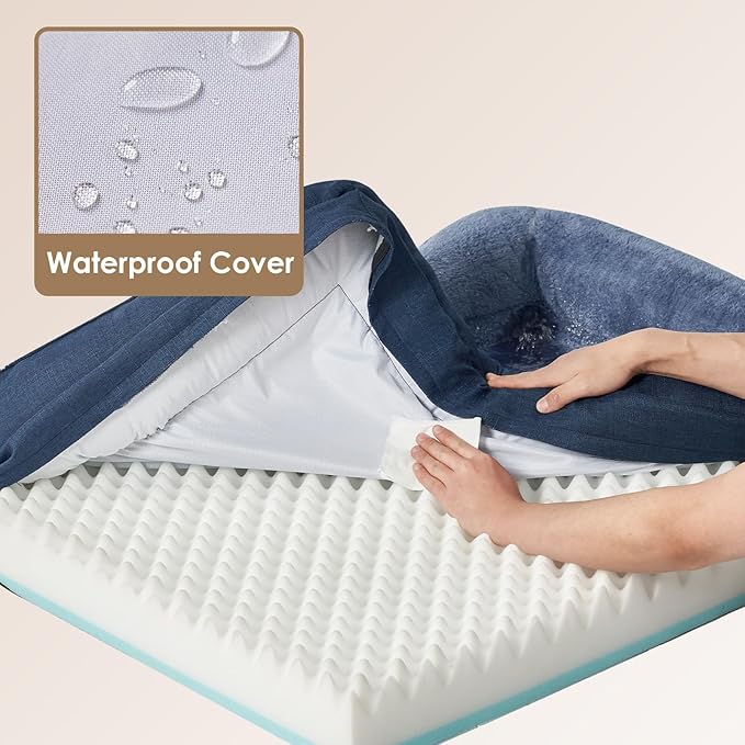 EHEYCIGA Orthopedic Dog Bed for Medium Dog, 30x20 Inch Memory Foam Dog Couch Bed with Sides, Waterproof Liner & Washable Removable Cover, Bolster Pet Sofa, Navy