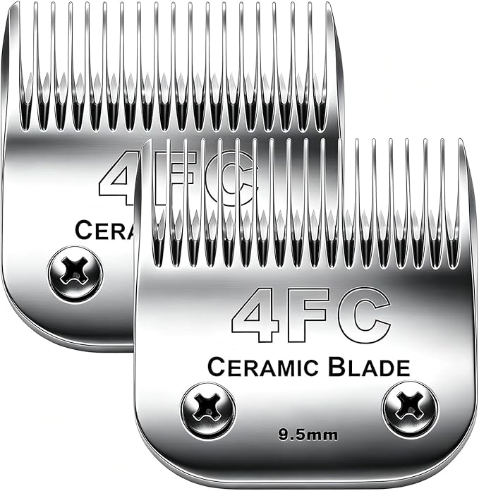 2PC 4FC Blade Detachable Pet Clipper Replacement Blades Compatible with Andis Pet Clipper/Oster A5/Wahl KM Series Dog Clipper,Ceramic Blade & Stainless Steel Blade