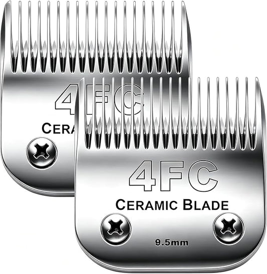 2PC 4FC Blade Detachable Pet Clipper Replacement Blades Compatible with Andis Pet Clipper/Oster A5/Wahl KM Series Dog Clipper,Ceramic Blade & Stainless Steel Blade