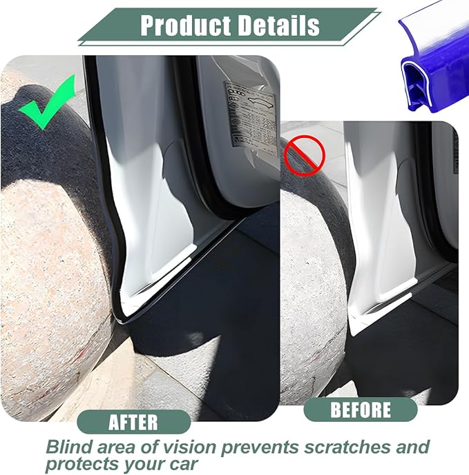 Osilly Car Door Protector Edge Guards, 33Ft Anti Collision U Shaped Automobile Door Seal Protector, No Glue Vehicle Exterior Edge Trim Protective Strip Accessories, Universal Fit (Blue)