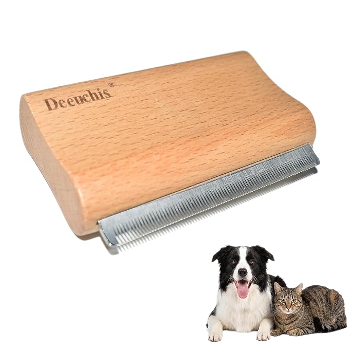Wooden Deshedding Brush for Dogs, Cats & Horses, Deshedding Grooming Tool Curry Comb Pet Hair Removal Tool, Deshedding Dog Brush Combs for All Hair Types, 4.33 Inch
