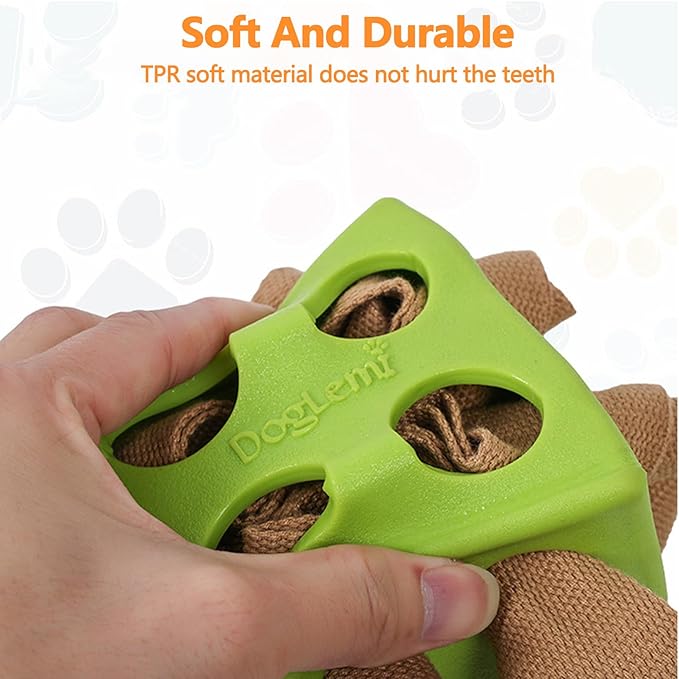 Dog Puzzle Toy, Dog Snuffle Ball, Interactive Puzzle Dog Toys for Small, Medium, Large Dog, Puppy Treat Dispenser, Cloth Strip Hiding Food Chew Toys(Green)