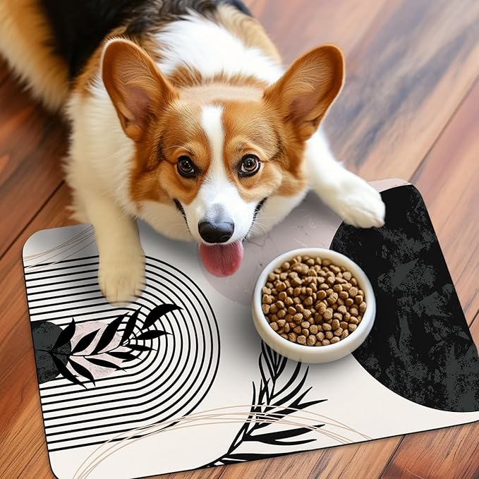 Cat Food Mat for Floors Waterproof Dog Mat for Food and Water Bowl Quick Dry Easy to Clean Nonslip Pet Mats, 17 * 30, Simple