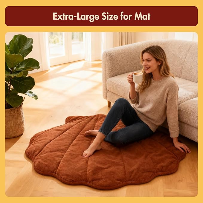 Vagascape Dog Bed, Waterproof Pet Bed with Washable Removable Cover, Comfort Cat Dog Pad for All Seasons, Heating Red Shell Shape Cat Mat with Nonskid Bottom(47"x37")