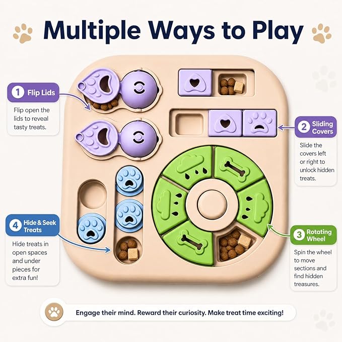 Tee Shirt Galaxy Interactive Dog Treat Puzzle Toys Durable, Dog Puzzle Toy IQ Training Slow Feeder for Large Medium Small Dogs, Squeak Enrichment & Mental Stimulation,Khaki