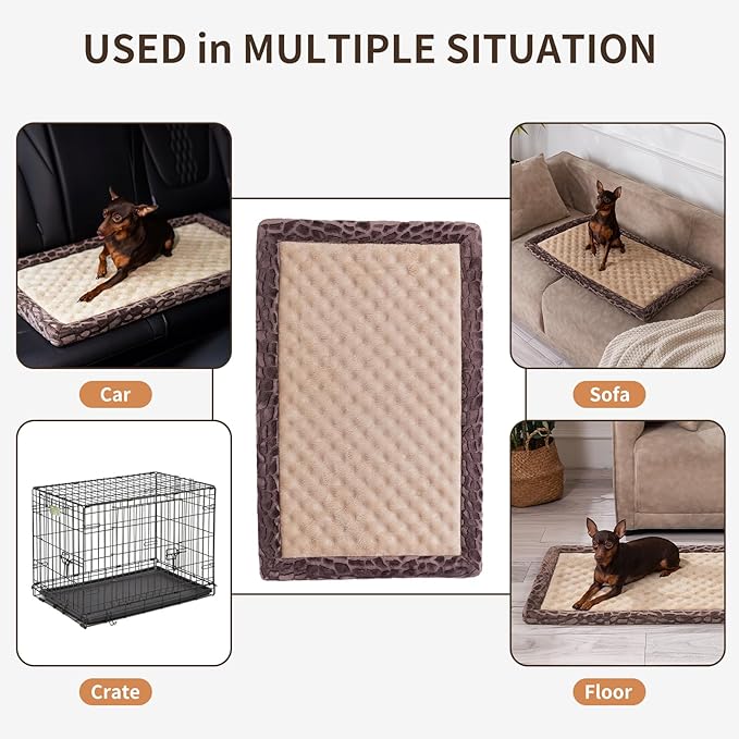 MINIDEAR Dog Crate Pad, Crate Bed Non-Skid Kennel Pad, Rubber Backing Memory Foam for Dog Bed Mat, Machine Washable Dog Bed for Crate, 17"x24"