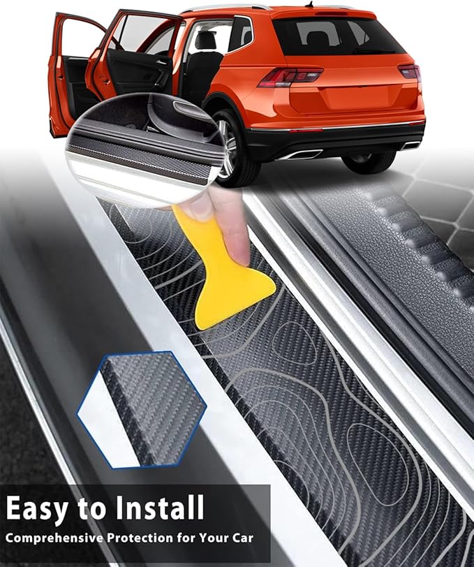 ZORAPULZE 4PCS Car Door Sill Protector Carbon Fiber Scratch Resistant Sticker Topographic Map Door Entry Guard Scuff Plate Film for Cars SUVs Off-Road, Universal Trim Accessories