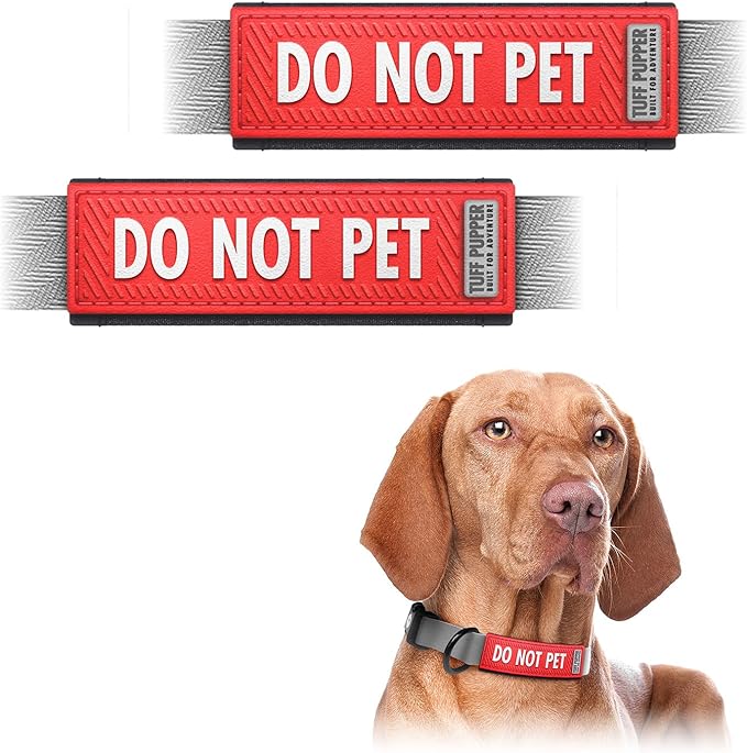 Tuff Pupper 2-Pack Waterproof Collar Sleeves | Fits Any 1 Inch Wide Dog Collar | Dual Sided Message | Durable Silicone & Neoprene | Odor & Stink Proof | Easy Slide On & Off (Do Not Pet, Standard)