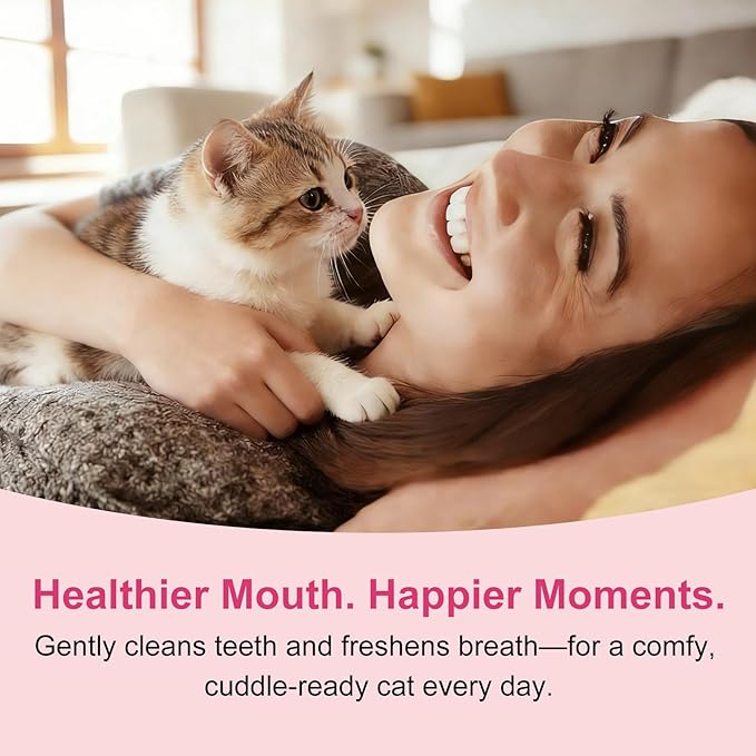 Dental Care Kit – Cat Toothbrush and Toothpaste – Enzymatic & No Added Flavor – Fights Plaque, Tartar & Bad Breath – Soft-Bristled Toothbrush & Finger Brush – For Sensitive Cats & Kittens, 1.06 oz