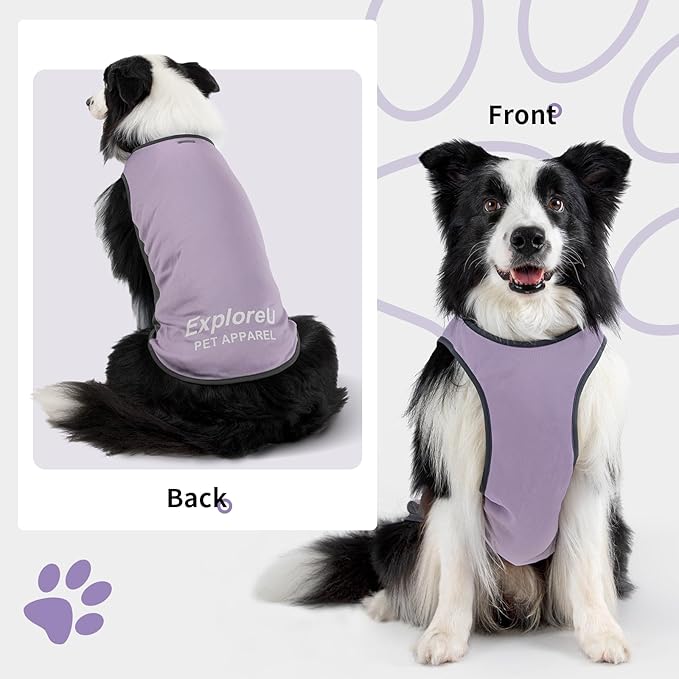 Dog Shirt, Cooling Vest Lightweight Breathable, Dog T-Shirts All-Season UV Protection Pet Clothes Quick Dry Soft Stretchy Pet Shirt Vest for Small Medium Large Dogs (Lilac Ether 1PC, Large)