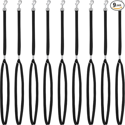 9 Pieces Pet Grooming Loops Nylon Restraint Noose Adjustable Fixed Dog Cat Safety Rope for Pet Grooming Table Bathtub (Black)