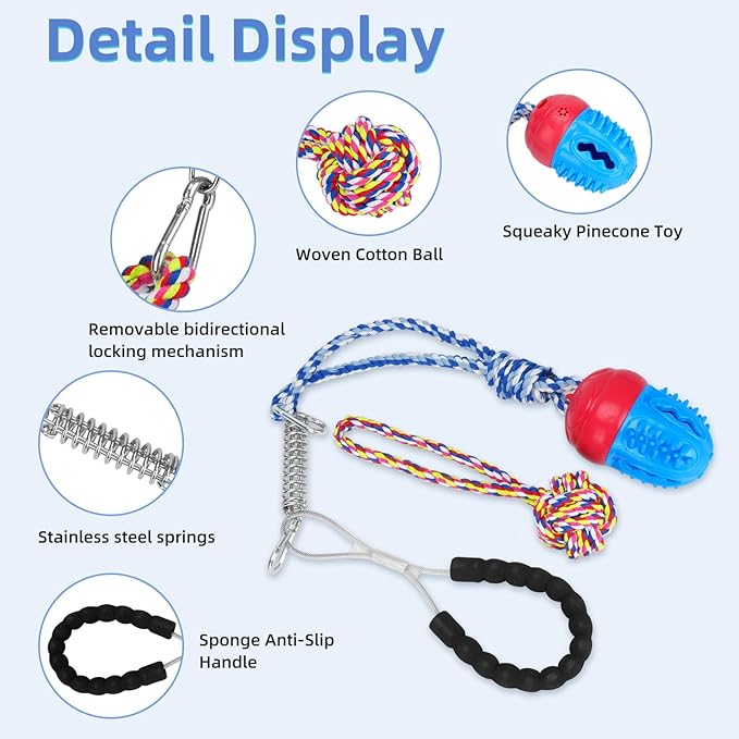 Tug of War Dog Toy,Interactive Dog Toys for Aggressive Chewers - Squeak Rope Toy for Puppies, Small Dogs to Keep Them Busy,Red