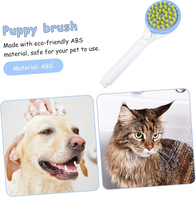 BESPORTBLE Portable Dog Shower Sprayer with Hose Pet Puppy Bathing Sprinkler and Massage Scrubber for Long Haired Pets Easy One Hand Rinse and Brush Bathing