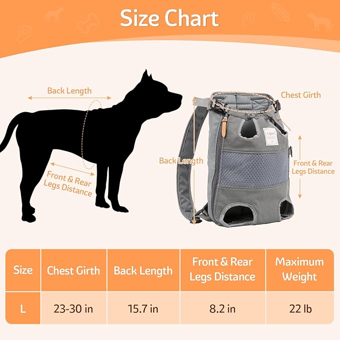 Dog Backpack Carrier Small Dog Backpack, Pet Dog Front Backpack Legs Out Chest Carrier for Small Dogs, Cat Backpack Carrier Dogs Travel Back Pack Hands-Free Hiking Bike Motorcycle (Size:11–19 lbs)