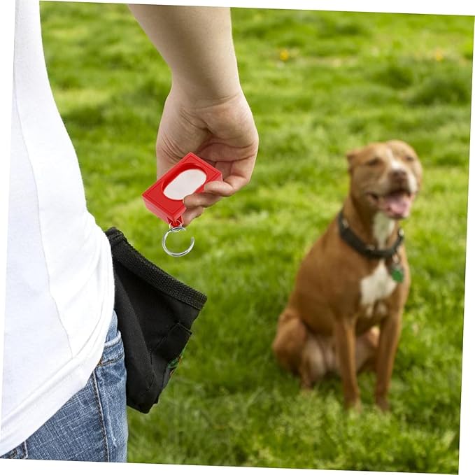 2pcs Portable Square Box Training Clicker Puppy Clicker Trainer for Dogs Cats Birds Lizards Fish Aid for Indoor Use (Black+Red)