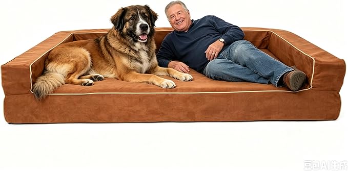 XX-Large 7 Inch Solid Orthopedic Memory Foam Dog Bed for Arthritis Relief & Hip Dysplasia - Bolster Couch Style with Premium YKK Zipper Waterproof Washable Cover for Senior Dogs 100-200lbs