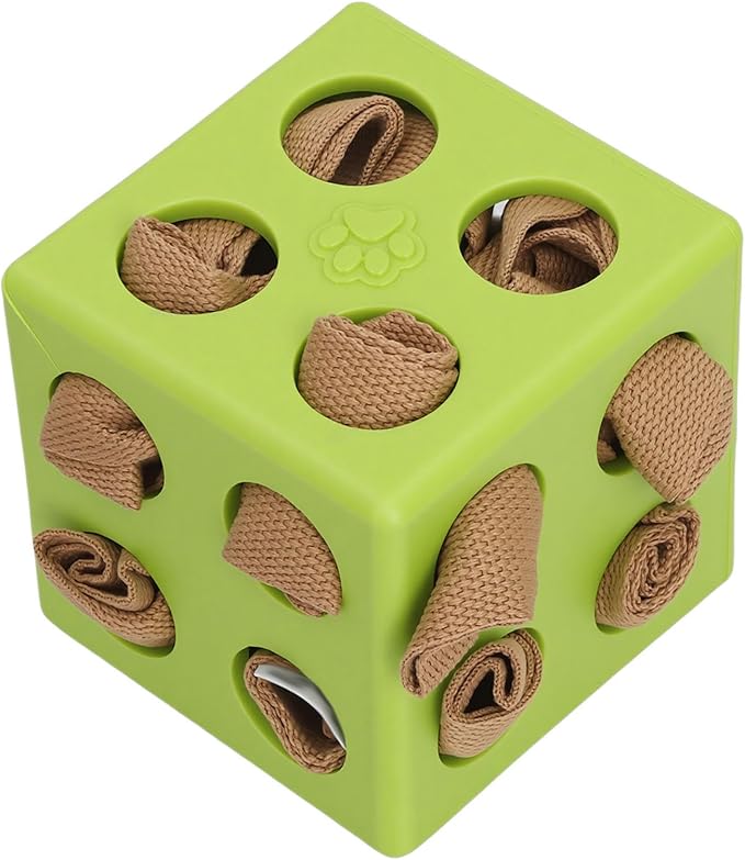 Dog Enrichment Toy Snuffle Ball Interactive Treat Dispenser Puzzle for Mental Stimulation with Slow Feeder Design for Dogs Pets (Green)