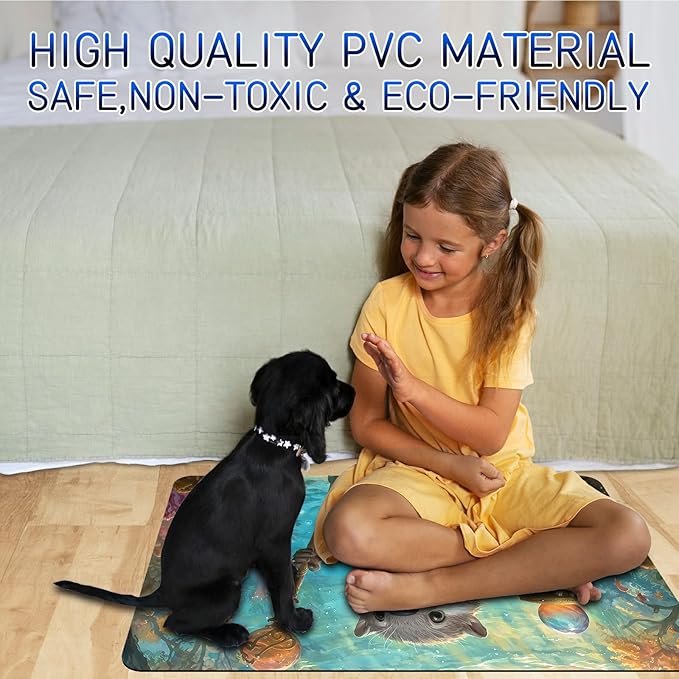 Dog Food Mat, 15.7" x 23.6" Absorbent Pet Feeding Mat for Food and Water, Waterproof Diatom Mud Pet Placemat with Non-Slip Rubber Backing, Easy Clean Cat Bowl Mat for Floors - Sea Sloth