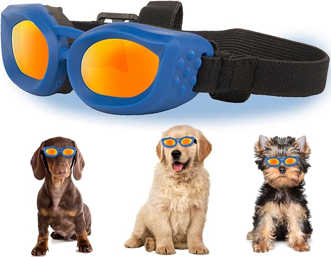 Dog Goggles Small Breed, UV/Wind/Dust/Fog Protection Pet Sunglasses with Adjustable Strap,Outdoor Dog Sunglasses for Small Dogs,Easy Wear