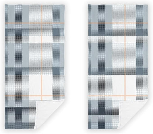 2 PCS Blue and White Buffalo Plaid Stripes Hand Towels Soft Microfiber Blue Checkered Hand Towel for Bathroom Kitchen Yoga Gym Decorative Towels 13.8"X29.1"