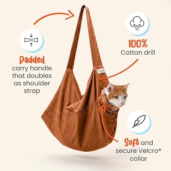 Cat-in-the-Bag Cozy Comfort Carrier - Extra Large Caramel Cat Carrier Soft and Pet Carrier for Medication Administration, Nail Clipping, Travel, Vet Visits, and Dental Care