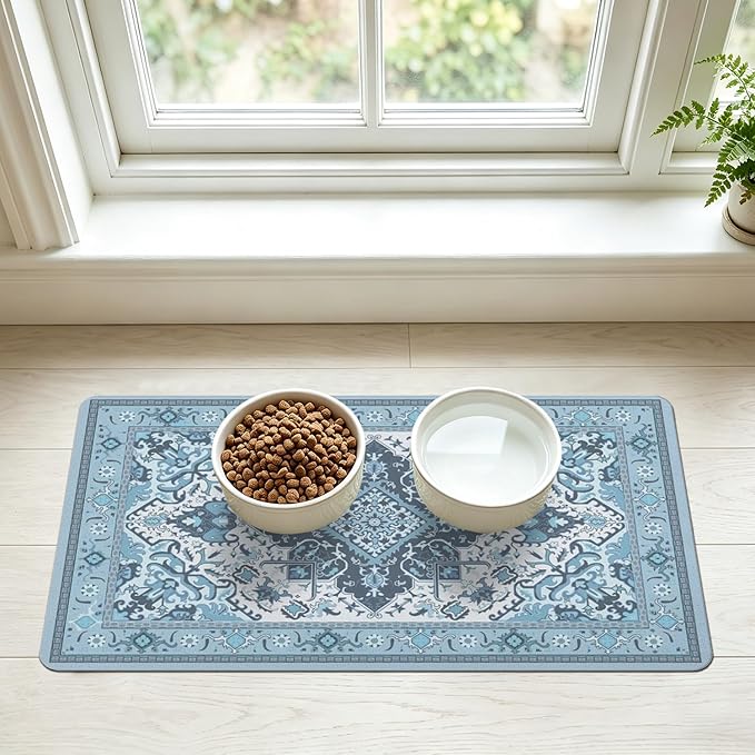Pet Feeding Mat for Floors Waterproof Dog Mat for Food and Water Absorbent Quick Dry Non Slip mat for Cat Bowls