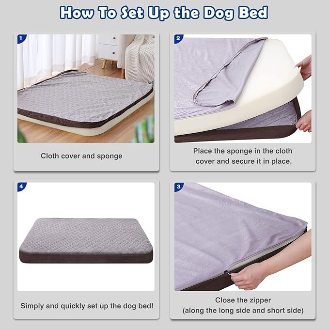 Large Dog Bed, High Density Foam, Good Resilience for Enough Cushion to Large Dogs Such as Great Dane, 47 * 39 Inches Widen Pet Bed, Non Slip Bottom with Removable Washable Cover