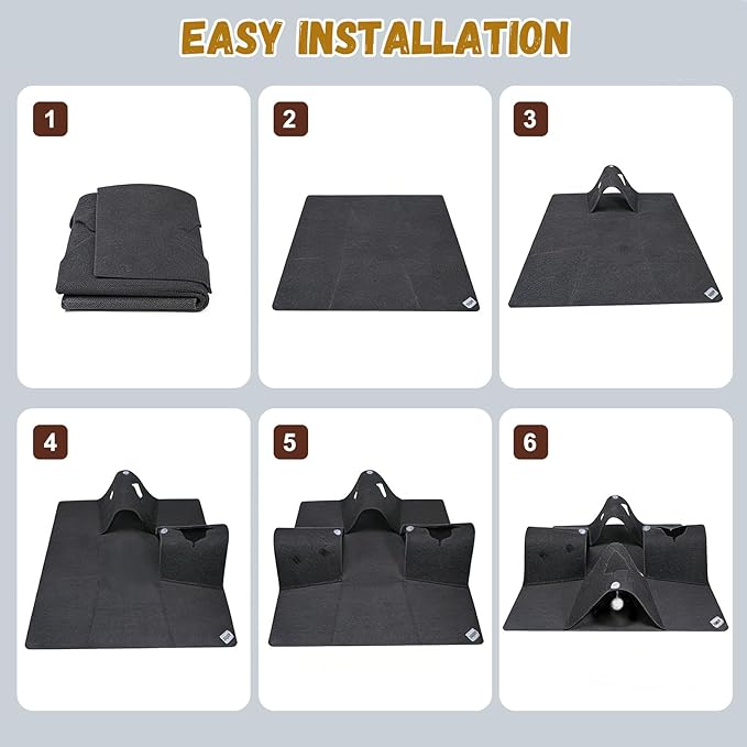 Cat Tunnel Play Mat for Indoor Cats, Felt Interactive Pet Toy with Hidden Ball, Enrichment Activity Rug, Collapsible Cave for Kittens & Small Pets (Dark Gray)