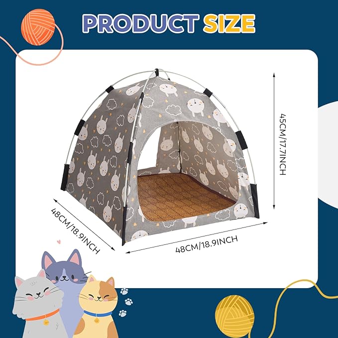 Cat Tent Indoor Outdoor, Portable Pet Cave for Small Dogs & Kittens with Removable Cushion Non-Slip Bottom Foldable Travel Cat House