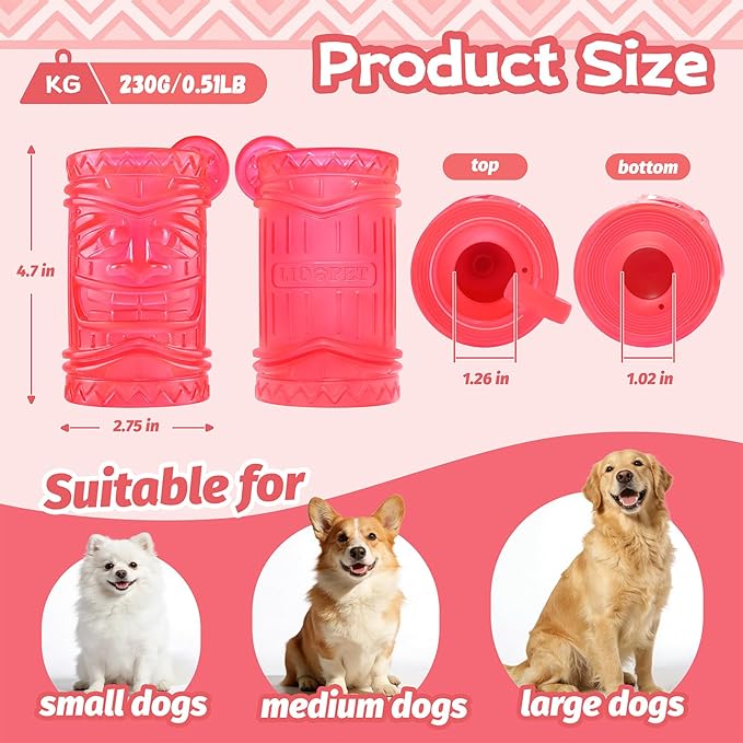 Dog Slow Feeder, Dual Chambers Stuffable Dog Toys, Frozen Treat Enrichment Toy, Treat Dispensing Puzzle Toy for Boredom & Anxiety Relief, Small Medium Large Dogs