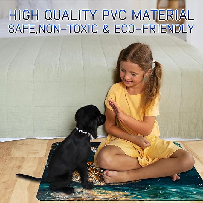 Dog Food Mat, 19.6" x 23.6" Absorbent Pet Feeding Mat for Food and Water, Waterproof Diatom Mud Pet Placemat with Non-Slip Rubber Backing, Easy Clean Cat Bowl Mat for Floors - Ocean Sea Turtle
