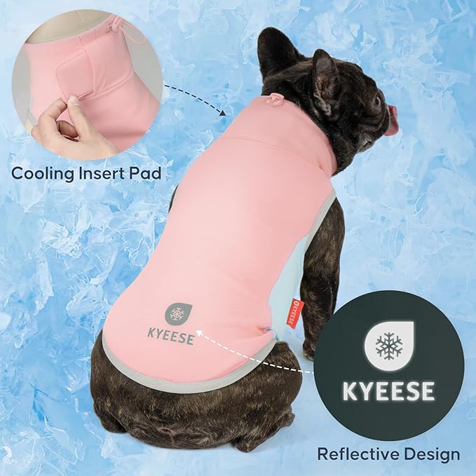KYEESE Dog Cooling Vest, Breathable Dog T Shirt for Small Medium Dogs Girl, Soft Sun Protection Reflective Tank Top with Cooling Insert Pad, Lightweight Sleeveless Summer Dogs Clothes, Pink, XL