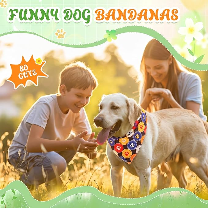 Sanwuta 60 Pcs Holiday Dog Bandanas Bulk Paw Prints Funny Dog Bandanas Adjustable Dogs Bibs Triangle Scarf Pet Costume Cute for Small to Large Pet(Paw Prints, Medium)