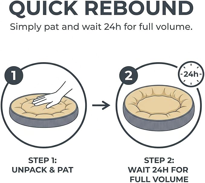 Calming Dog Bed for Small Dogs 16"x20" - Washable Donut Pet Bed with Anti-Slip Bottom, Soft Puppy Bed for Indoor Kittens and Cats with Removable Cover (Beige)