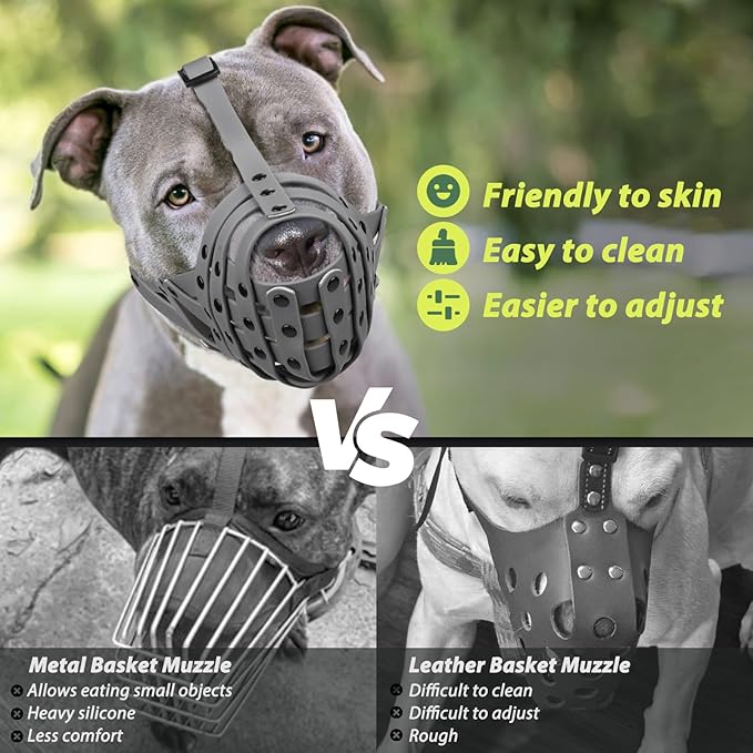 Mayerzon Pitbull Muzzle for Large Medium Sized Dogs to Prevent Biting Scavenging, Basket Muzzle for Rottweiler Staffordshire Terrier in Grooming Training, Allow to Pant Drink, Lightweight and Sturdy